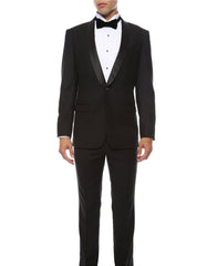 Mens Slim Fit Shawl Prom Tuxedo in Black - Men's Tuxedo USA