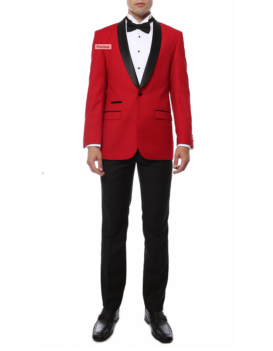 Mens Slim Fit Shawl Prom Tuxedo in Red - Men's Tuxedo USA