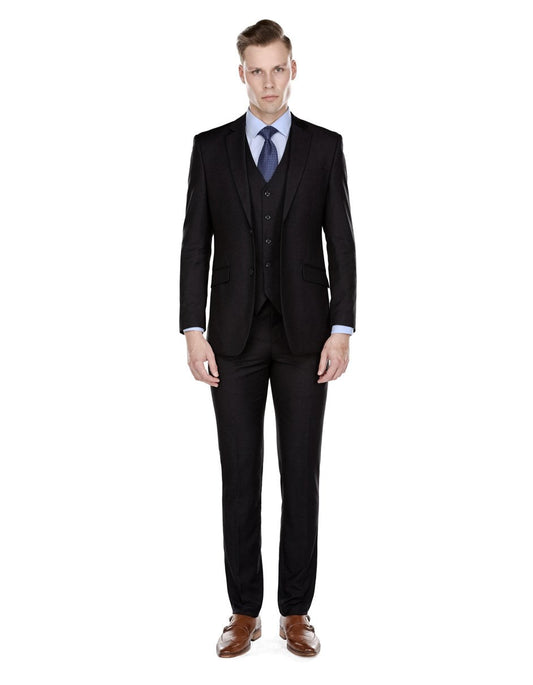 Mens Smart Slim Vested Funeral Suit Black - Men's Tuxedo USA