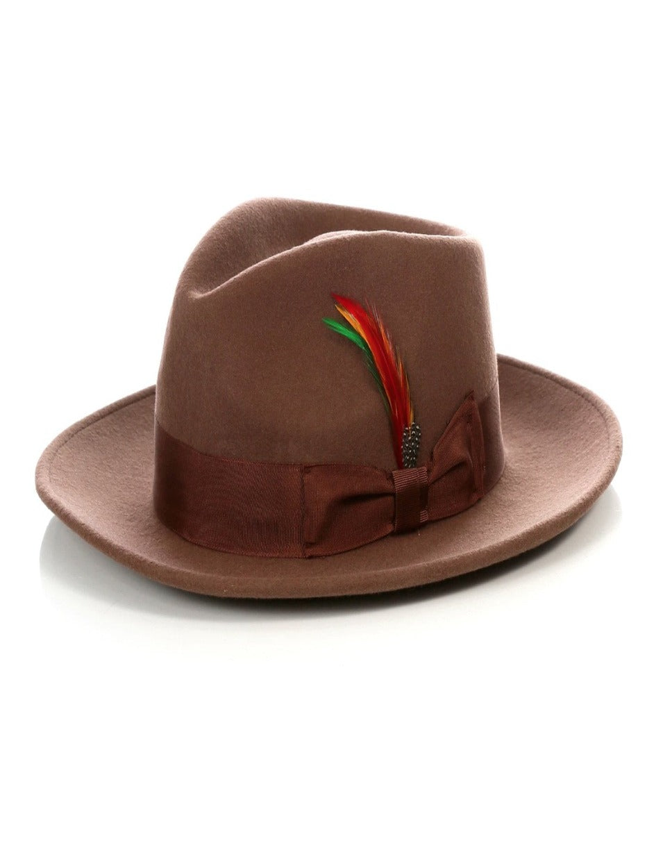 Mens Gangster Untouchable Fedora Hat in Brown - Men's Tuxedo USA