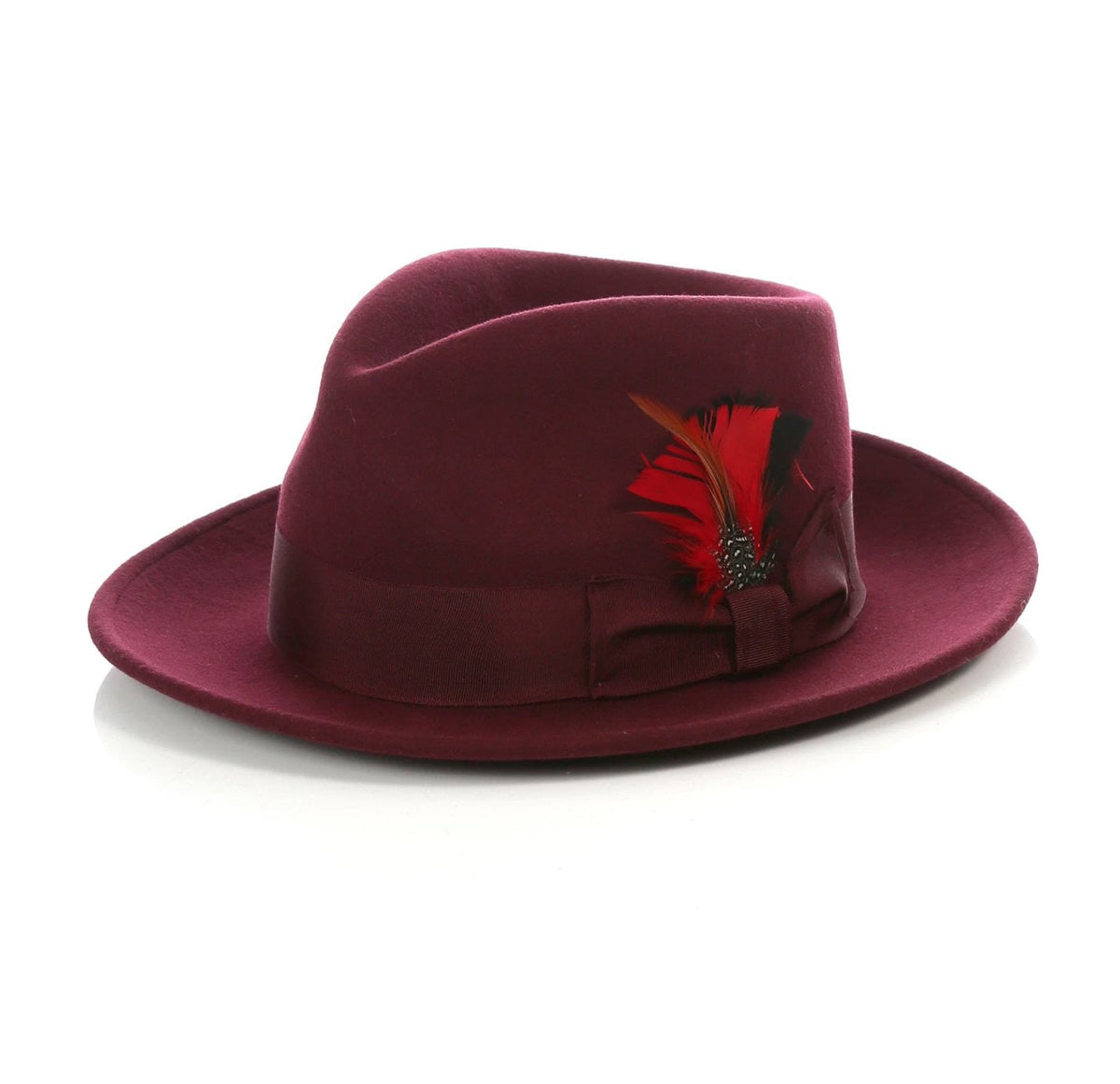 Mens Gangster Untouchable Fedora Hat in Burgundy - Men's Tuxedo USA