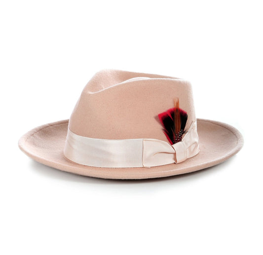 Mens Gangster Untouchable Fedora Hat in Camel - Men's Tuxedo USA