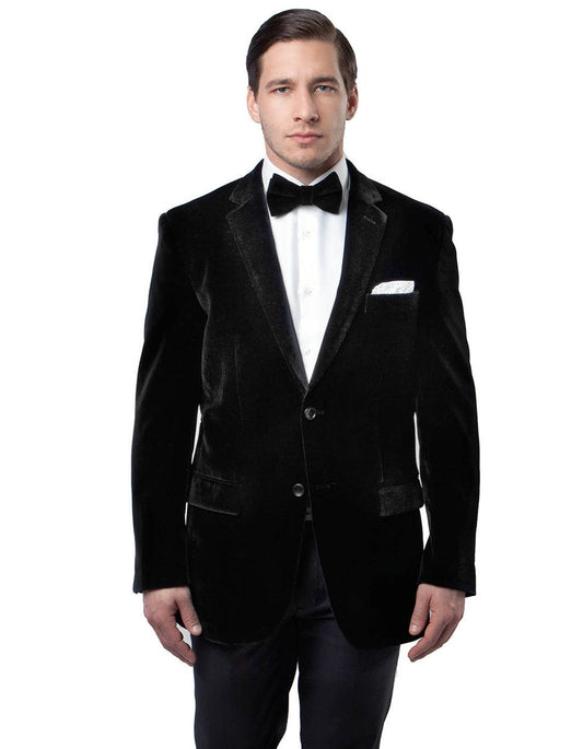 Mens 2 Button Velvet Blazer in Black - Men's Tuxedo USA