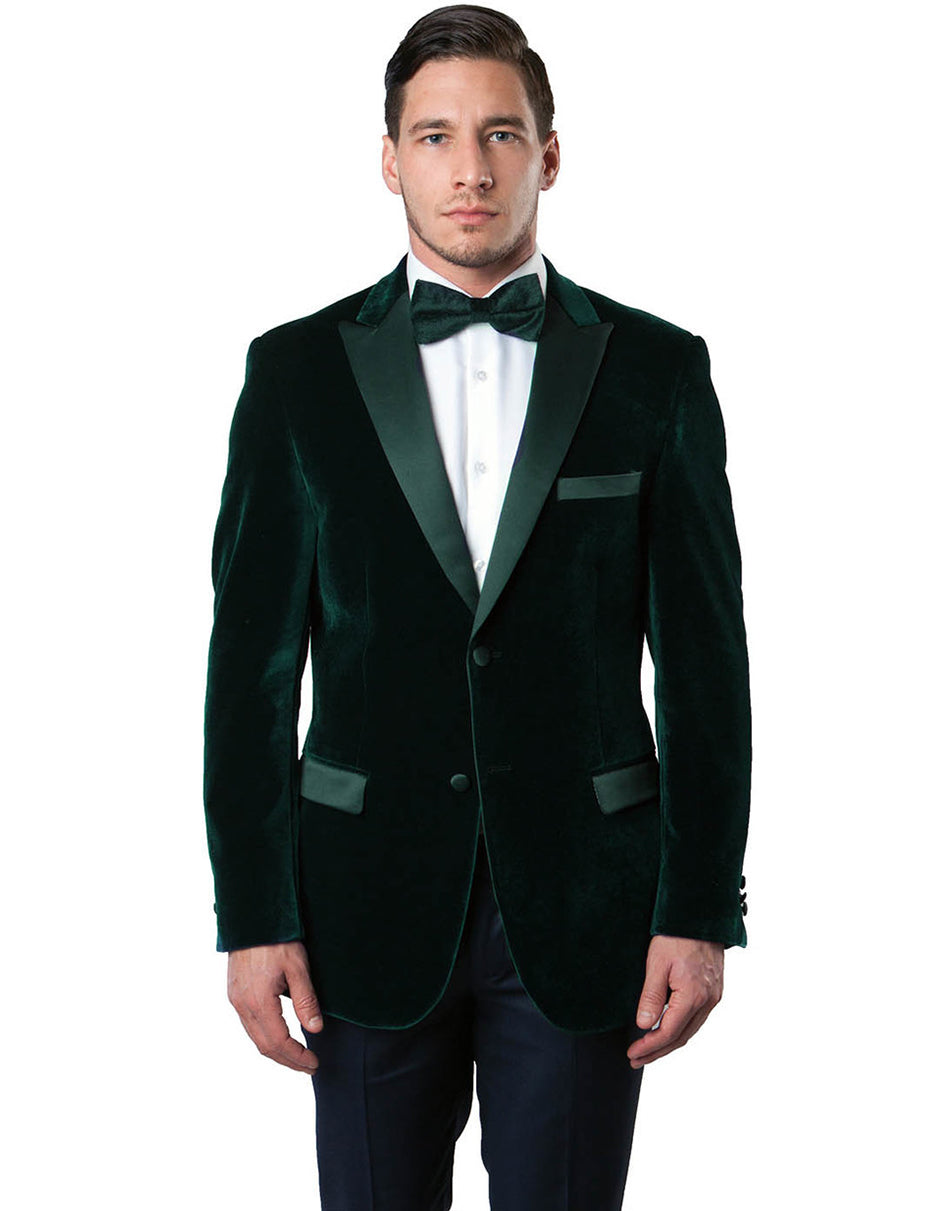 Mens Peak Lapel Velvet Tuxedo Jacket in Hunter Green - Men's Tuxedo USA