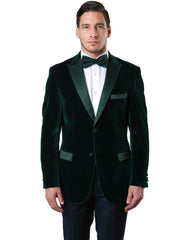 Mens Peak Lapel Velvet Tuxedo Jacket in Hunter Green - Men's Tuxedo USA