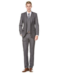 Mens Vested Smart Modern Fit Suit Grey - Men's Tuxedo USA