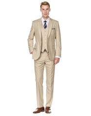 Mens Vested Smart Modern Fit Suit Light Tan - Men's Tuxedo USA