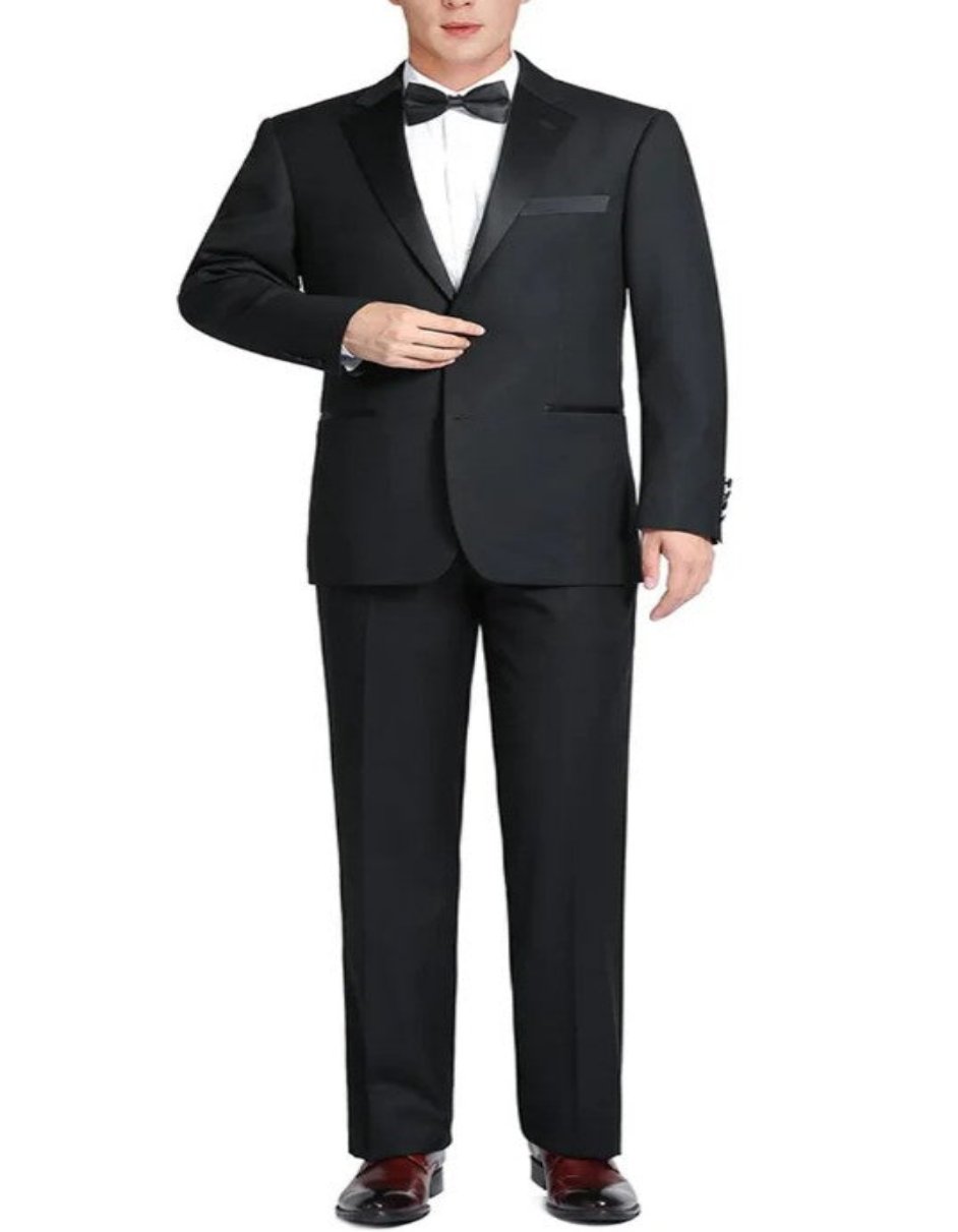 Black Tuxedo - Mens Wedding Suit - Two Button Black Prom Suit - Men's Tuxedo USA