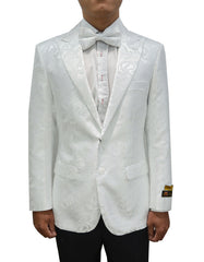 Mens Paisley Dinner Jacket Blazer in White - Men's Tuxedo USA