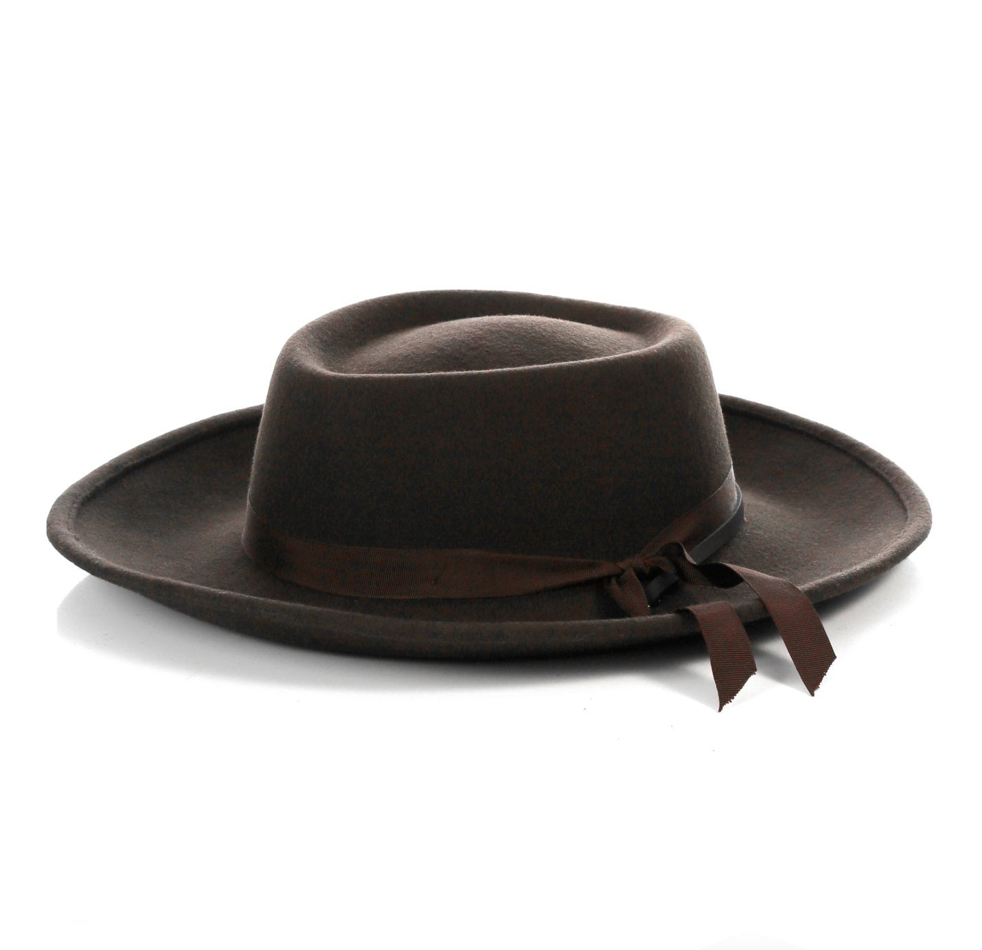 Mens Wide Brim Dress Fedora Hat in Brown - Men's Tuxedo USA