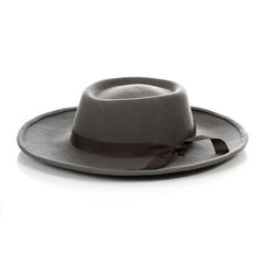 Mens Wide Brim Dress Fedora Hat in Grey - Men's Tuxedo USA