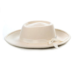 Mens Wide Brim Dress Fedora Hat in Ivory - Men's Tuxedo USA