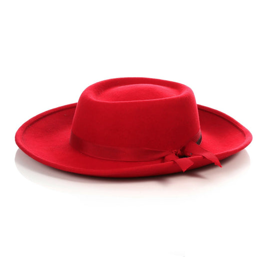 Mens Wide Brim Dress Fedora Hat in Red - Men's Tuxedo USA