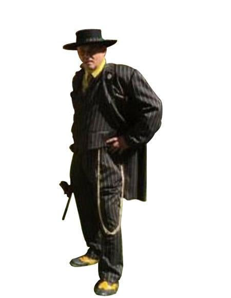 Mens Gangster Zoot Suit in 3 Colors  Chalk Stripe - Black and Red - Black and Gold - Black and White - Men's Tuxedo USA