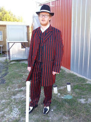 Mens Gangster Zoot Suit in 3 Colors  Chalk Stripe - Black and Red - Black and Gold - Black and White - Men's Tuxedo USA