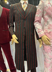 Mens Gangster Zoot Suit in 3 Colors  Chalk Stripe - Black and Red - Black and Gold - Black and White - Men's Tuxedo USA