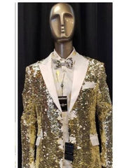 Christmas Blazer - New Year Holiday Gold Sequin Tuxedo Dinner Jacket - Sequin Fabric Shiny Perfect For Party