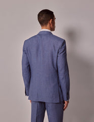 Mens Linen Suit For Beach Wedding - Summer  Suit in Mid Blue - Men's Tuxedo USA