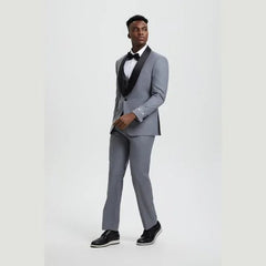 Stacy Adams 3pc Tuxedo Shawl Lapel, Mid Grey - Men's Tuxedo USA