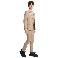 Exclusive Stacy Adams 5pc Boys Suit Slim-Fit, Mid Tan - Men's Tuxedo USA