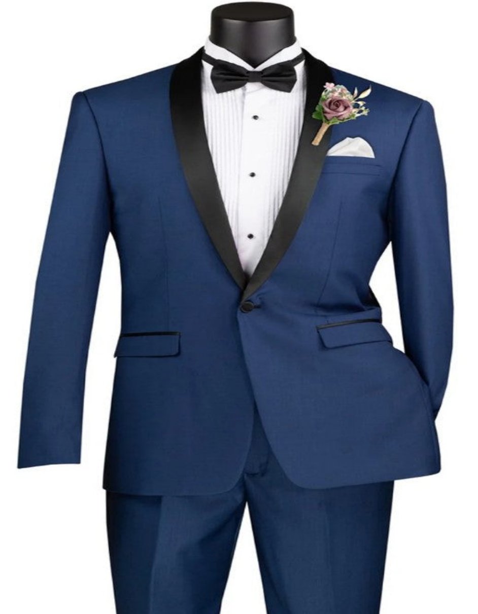 Blue Prom Suit - Blue Homecoming Outfits For Guys Shawl Lapel Blue - Men's Tuxedo USA