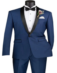 Blue Prom Suit - Blue Homecoming Outfits For Guys Shawl Lapel Blue - Men's Tuxedo USA