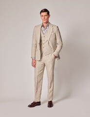 Mens Linen Suit For Beach Wedding - Summer  Suit in Natural Herringbone - Men's Tuxedo USA