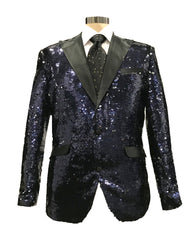 Mens Navy & Black Reversible Sequin Blazer - Prom - Men's Tuxedo USA