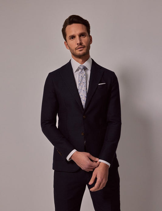 Mens Linen Suit For Beach Wedding - Summer  Slim Suit in Navy - Men's Tuxedo USA