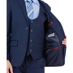 Exclusive Stacy Adams 5pc Boys Suit Solid Slim Fit, Navy - Men's Tuxedo USA