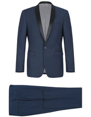 Mens 1 Button Shawl Lapel Wedding | Prom Tuxedo in Navy Blue - Men's Tuxedo USA