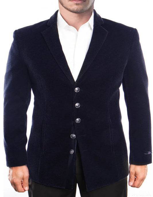 Mens Velvet Dinner Jacket - Velvet Tuxedo Jacket in Color Navy