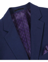 Mens Basic Two Button Classic Fit Wool Navy Blue Blazer Sport Coat - Men's Tuxedo USA