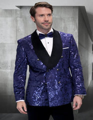 Double Breasted Tuxedo Jacket - Paisley Double Breasted Dinner Jacket