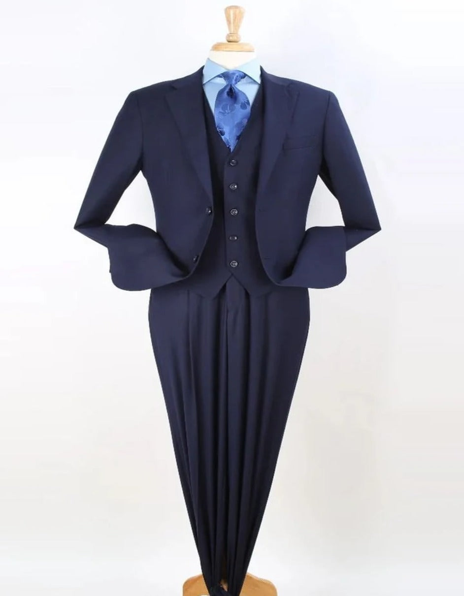 Pleated Suit - Mens Suits With Pleated Pant -  Regular Fit Suit - Navy Suit - Men's Tuxedo USA