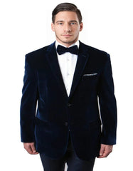 Mens Velvet Dinner Jacket - Velvet Single Breasted Tuxedo Jacket in Color Navy