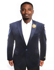 Mens Velvet Dinner Jacket - Velvet Tuxedo Fashion Jacket in Color Navy