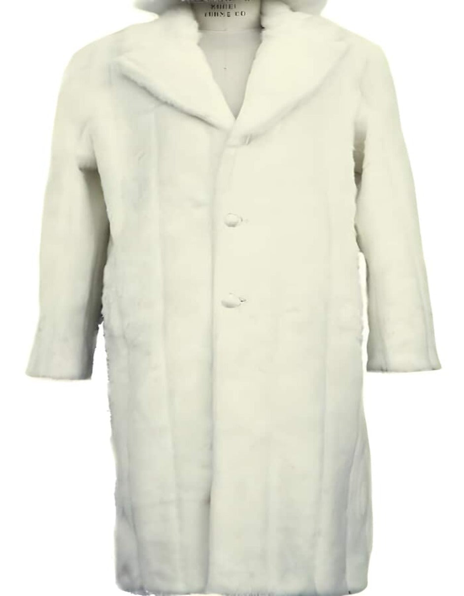 Mens Overcoat - Topcoat For Men - Winter Fabric - Faux Fur Overcoat - Long Top Coat Full length Coat Off-White - Men's Tuxedo USA