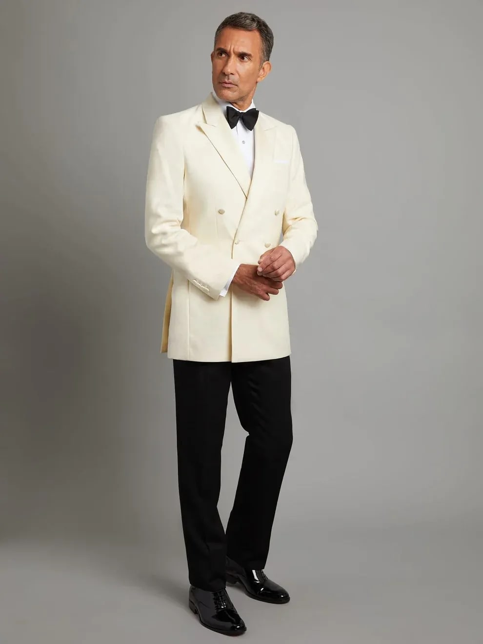 Ivory Double Breasted Tuxedo Dinner Jacket - Cream Dinner Jacket - Off White Tuxedo - Men's Tuxedo USA