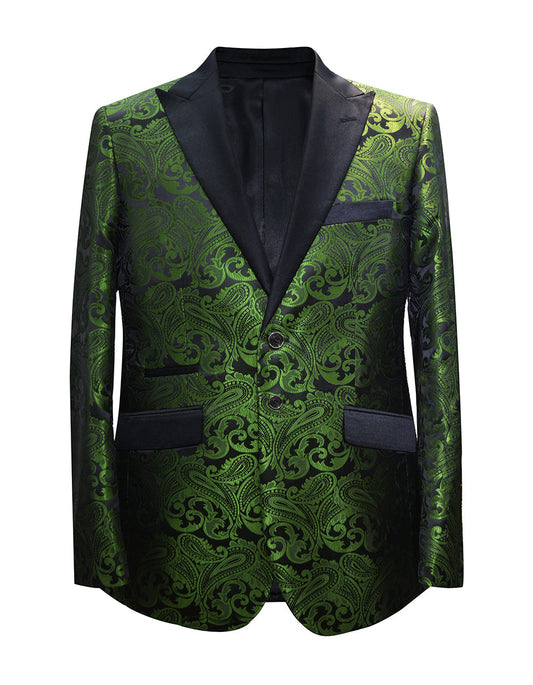 Mens Paisley Floral Tuxedo Jacket in Olive & Black - Men's Tuxedo USA