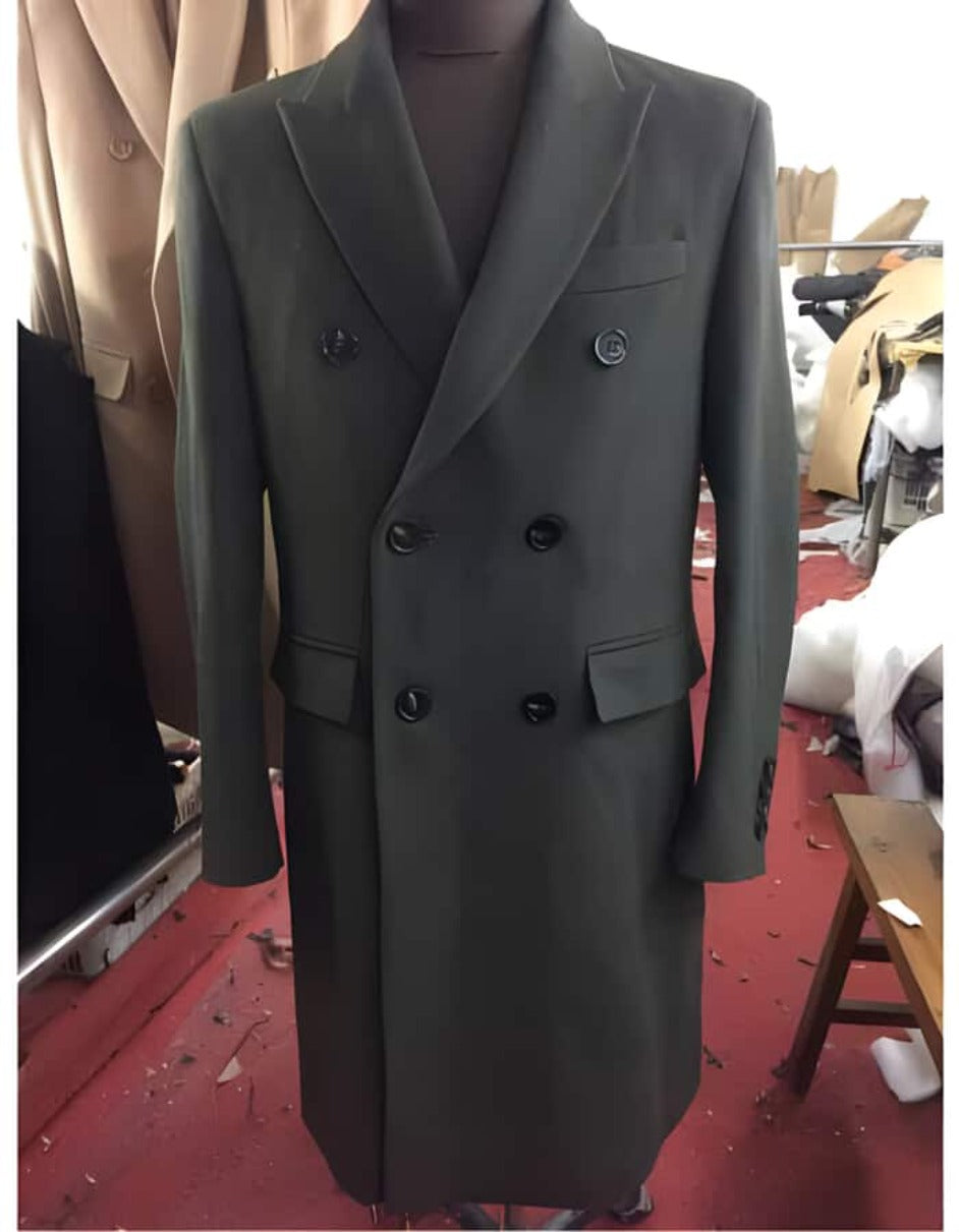 Mens Overcoat - Topcoat For Men - Winter Fabric - men's Big And Tall Up To Size 68 Regular Fit Wool Overcoat Olive Long men's Dress Topcoat - Winter coat Outerwear Coat - Men's Tuxedo USA