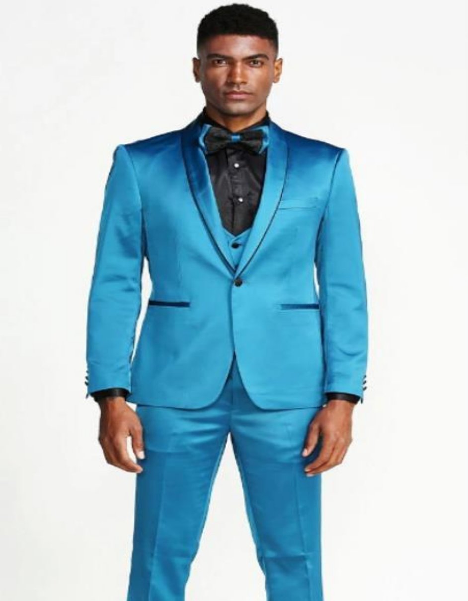 Teal Tuxedo - Teal Prom Suits - Matching Bow Tie - Teal Prom Tuxedos Jacket - Men's Tuxedo USA