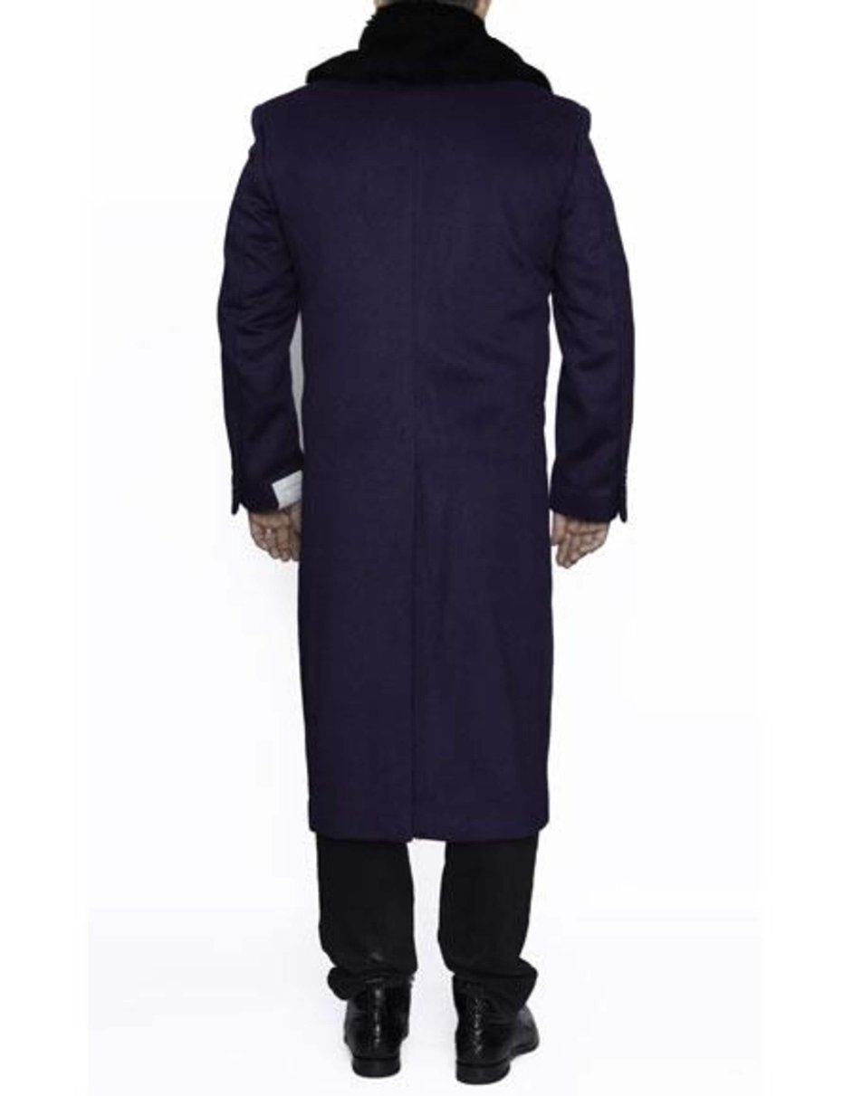 Mens Overcoat Mens Purple 3 Button Dress Coat - Three Quarter 34 Inch Length - Men's Tuxedo USA