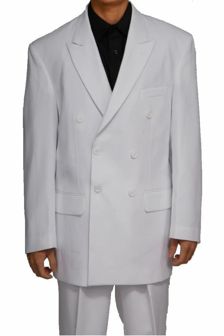 White Wedding Suit For Men - Perfect For Groom - Mens Classic Fit Double Breasted Poplin Suit In White - Men's Tuxedo USA