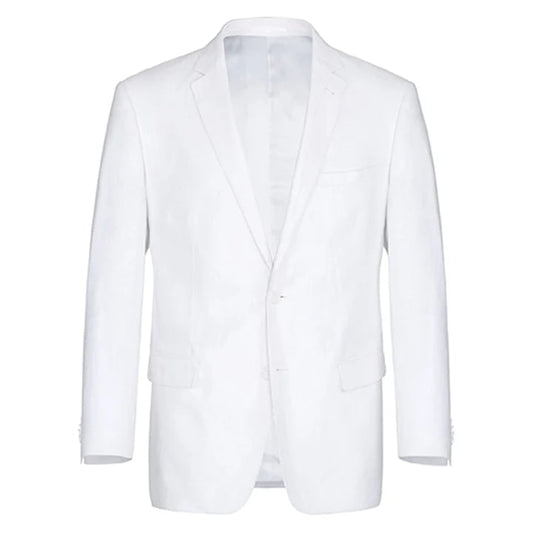 White Wedding Suit For Men - Perfect For Groom - Mens Basic Two Button Classic Fit Linen Summer Suit In White - Men's Tuxedo USA