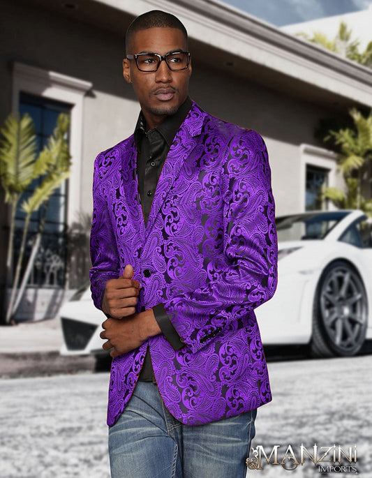 Mens Black & Purple Paisley Party Blazer - Men's Tuxedo USA