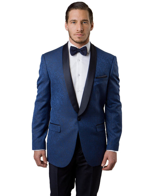 Mens Paisley Shawl Dinner Jacket in Blue - Men's Tuxedo USA