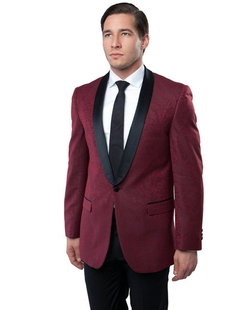 Mens Paisley Shawl Dinner Jacket in Burgundy - Men's Tuxedo USA