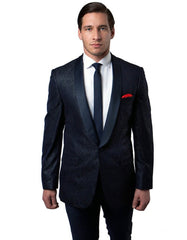 Mens Paisley Shawl Dinner Jacket in Navy - Men's Tuxedo USA