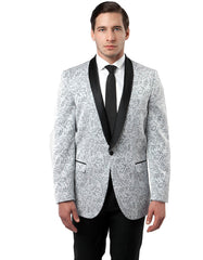 Mens Paisley Shawl Dinner Jacket in Silver - Men's Tuxedo USA